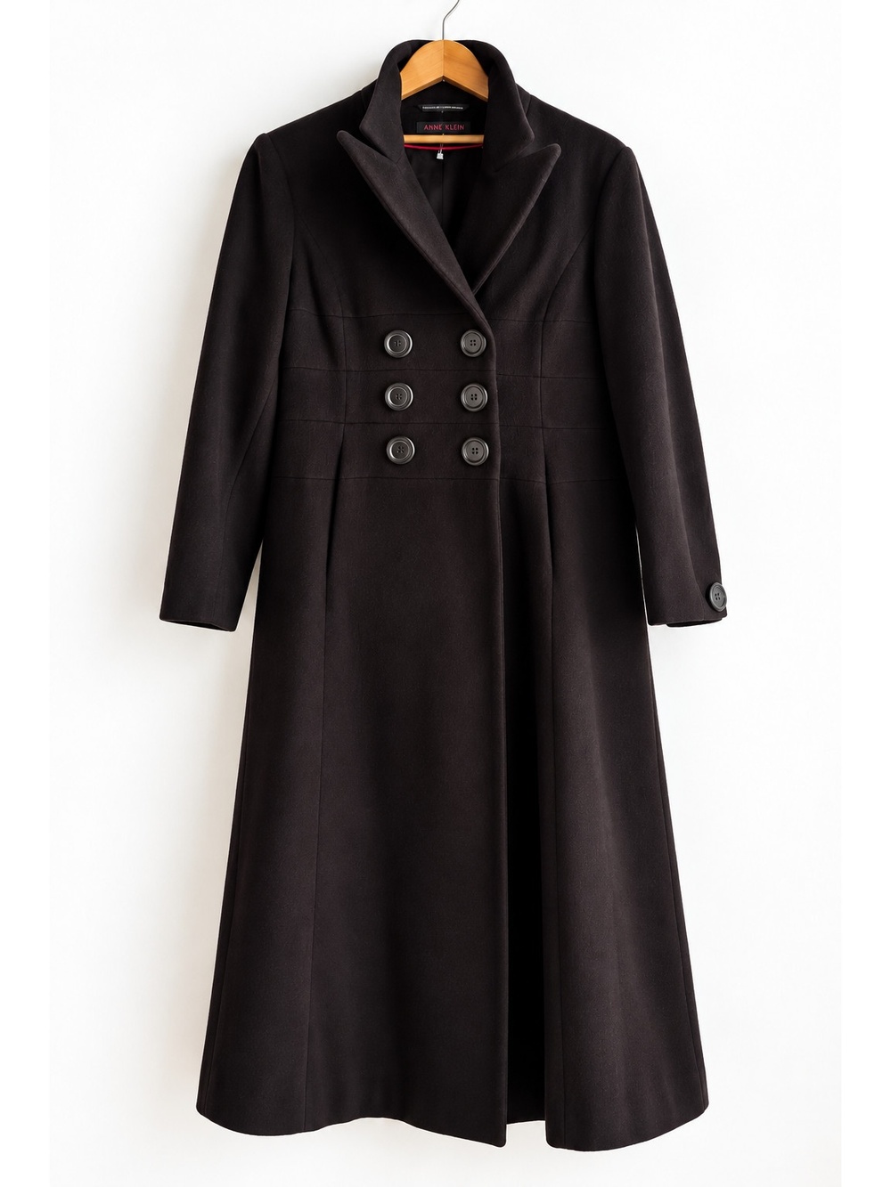 Vintage Anne Klein Chocolate Brown 100% Wool Maxi Coat M
